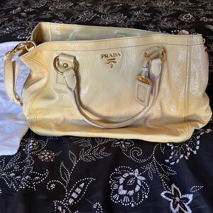 Prada Beige Leather Tote Bag